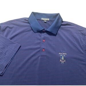 Peter Millar Polo Shirt Men XL Navy Red Royal Troon Golf Scotland Summer Comfort